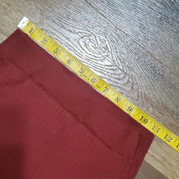Free people knit ribbed stretch faux wrap skirt rust red euc - Picture 4 of 7